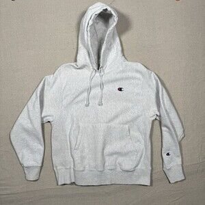 Champion Reverse Weave Vintage 90s - Grey Hoodie Sweatshirt - Medium Blank